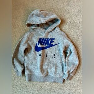 Nike Kids Heather Gray Hoodie with Blue Air Logo